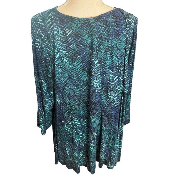 Catherines Plus Green Foliage Open-Shoulder Pockets Maxi Dress 3X 26/28 - Picture 3 of 4